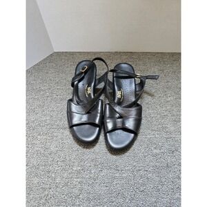 SAS Women's Black Sandals 10  M Tripad Comfort Adjustable Strap Slingback Wedge